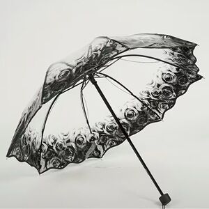 Black and White Rose Pattern Umbrella